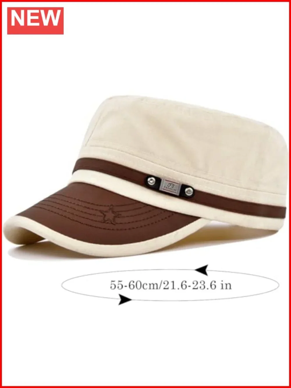Cadet Army Cap Twill Military Corps Hat Flat Top Cap Cotton PU Leather